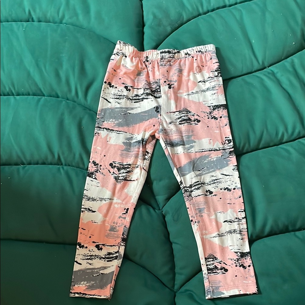 Kids Pink and Gray Patterned Leggings